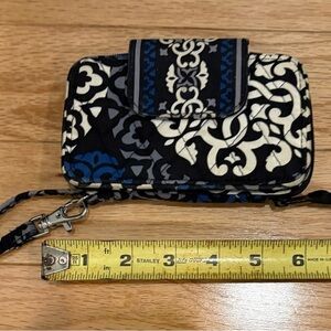 Vera Bradley Black and Blue Floral Quilted Wristlet